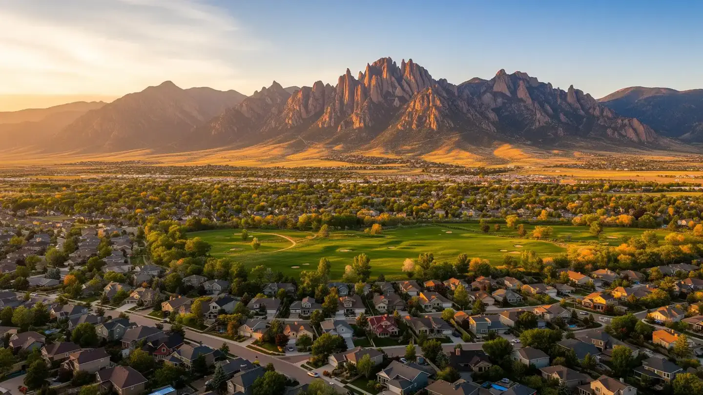 Colorado Front Range mountains at golden hour